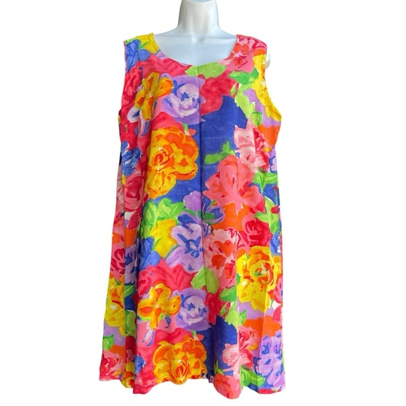 Jams World Floral Splendor Shift Dress XL Hawaiian Aloha Sleeveless Multicolor - Picture 1 of 4